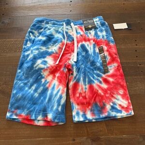 Men's Tie-Dye Athletic Shorts - Red and Blue